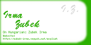 irma zubek business card